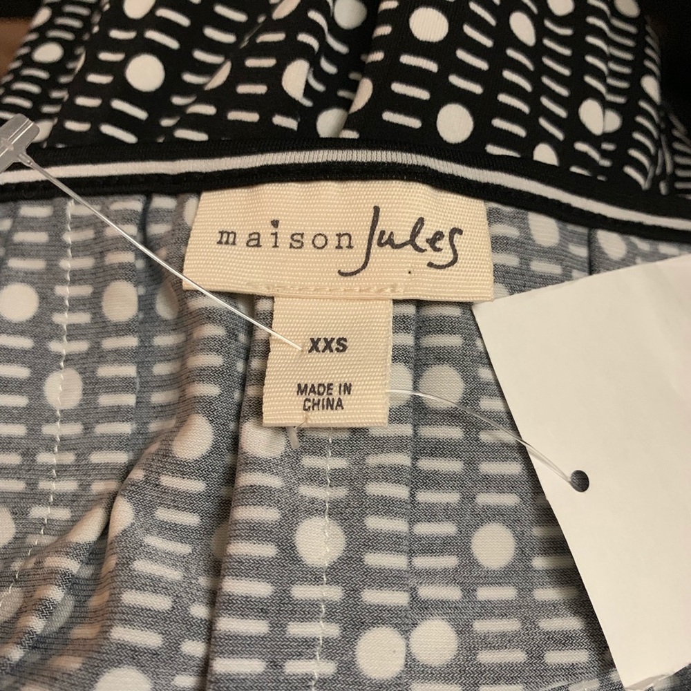 🔥MAISON JULES🔥FIT & FLARE POLKA DOT SLEEVELESS DRESS BLACK & WHITE XXS NWT - Picture 3 of 3